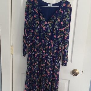 Old Navy Long Sleeve Floral Dress - Navy and Pink